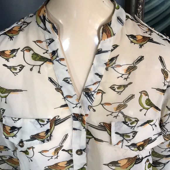 Atmosphere sheer ivory bird print blouse, new, 10 - Picture 2 of 7